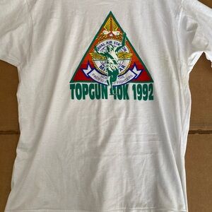 Vintage 90’s White Top Gun T-Shirt military puff print screen stars navy